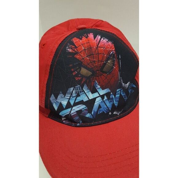 Spider Man Red Hat Cap Strapback Wall Crawler Youth One Size Fits Most - Picture 2 of 11